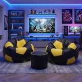 Football Hat-Trick Set — 2 Bean Bags + 1 Stool  - Yellow Black