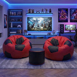 Football Hat-Trick Set — 2 Bean Bags + 1 Stool  - Red Black