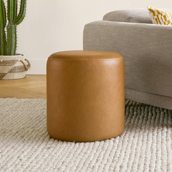 Bexley Leather Ottoman - Charme Tan