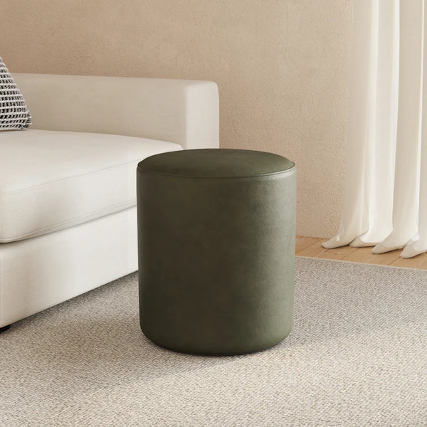 Bexley Leather Ottoman - Pinch Green