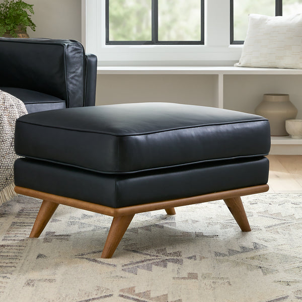 Lioris Ottoman – Obsidian Leather